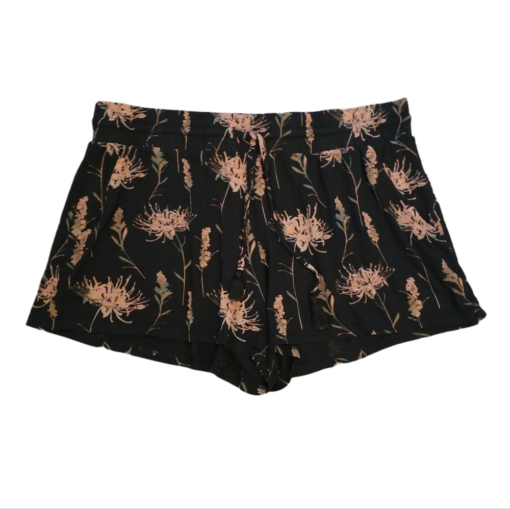Stars Above Black Floral Modal Pajama Lounge Shorts